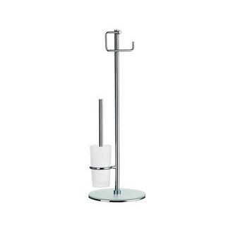 Smedbo FK306 28 1/2 in. Free Standing Toilet Paper Holder and Pole Mounted Toilet Brush in Polished Chrome from the Outline Collection
